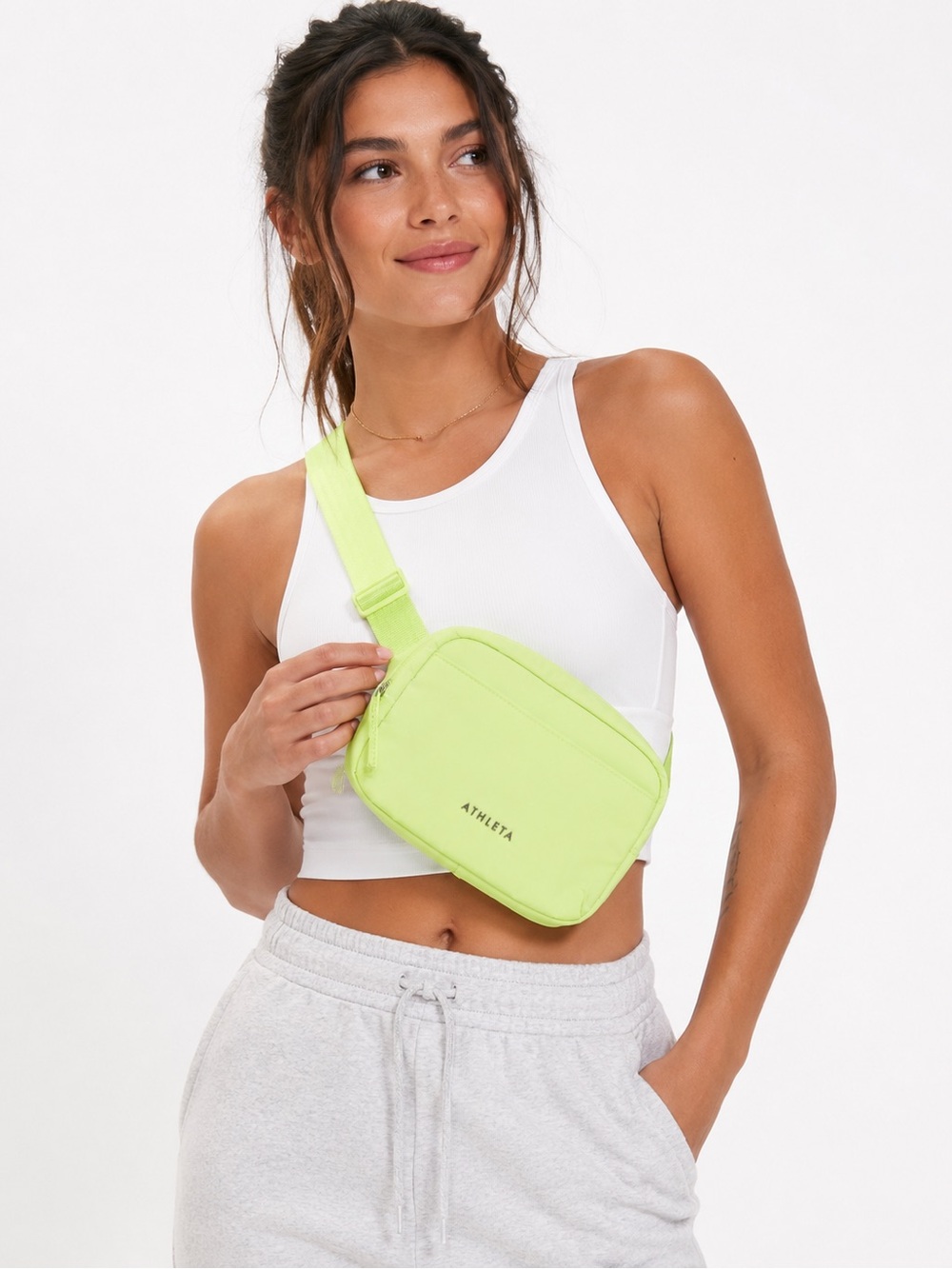 Athleta Lime Green Crossbody Belt Bag NWT